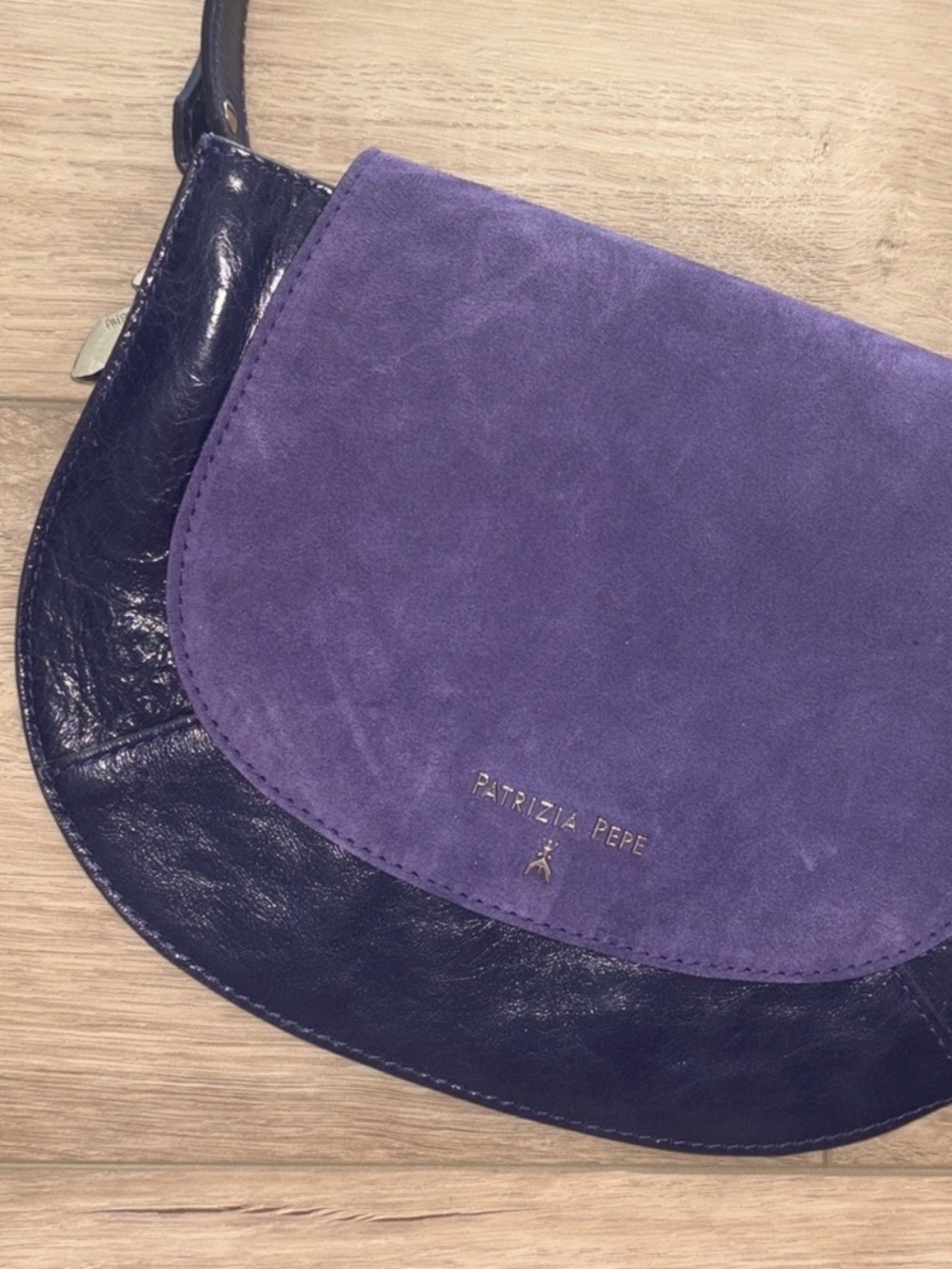 Patrizia Pepe Purple Leather Suede Crossbody Bag